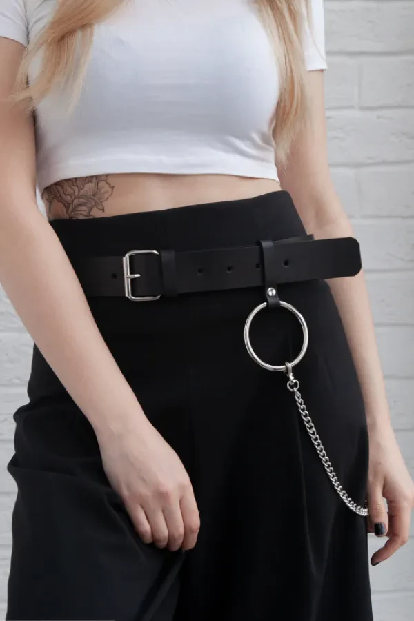 Ремень с кольцом и цепью 38мм